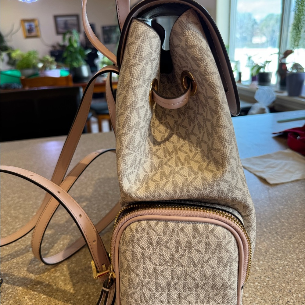 Michael Kors Pink and Cream Women's Backpack - Picture 5 of 9